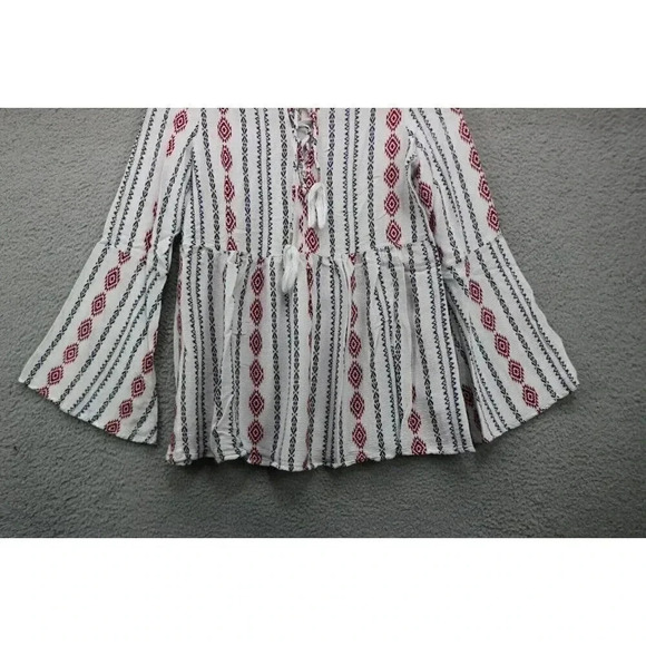 Promesa Aztec Bell Sleeves Tunic-Size Large Jrs.-Rayon-Tassels - Picture 3 of 11